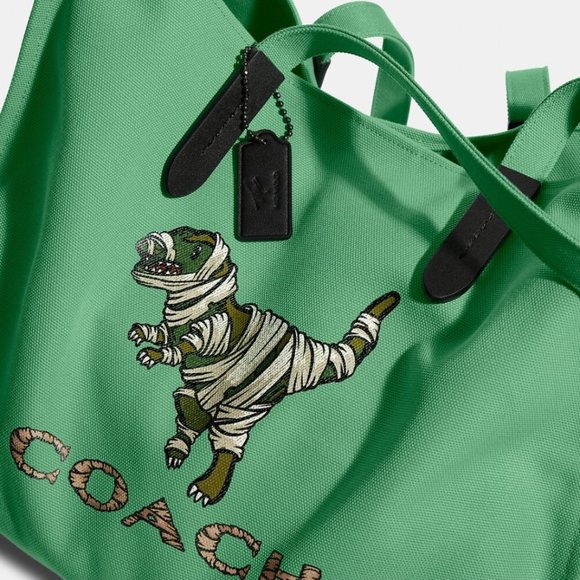 Coach x Michael B. Jordan Canvas Tote 42 With Mummified Rexy green Purse NWT - Picture 5 of 5